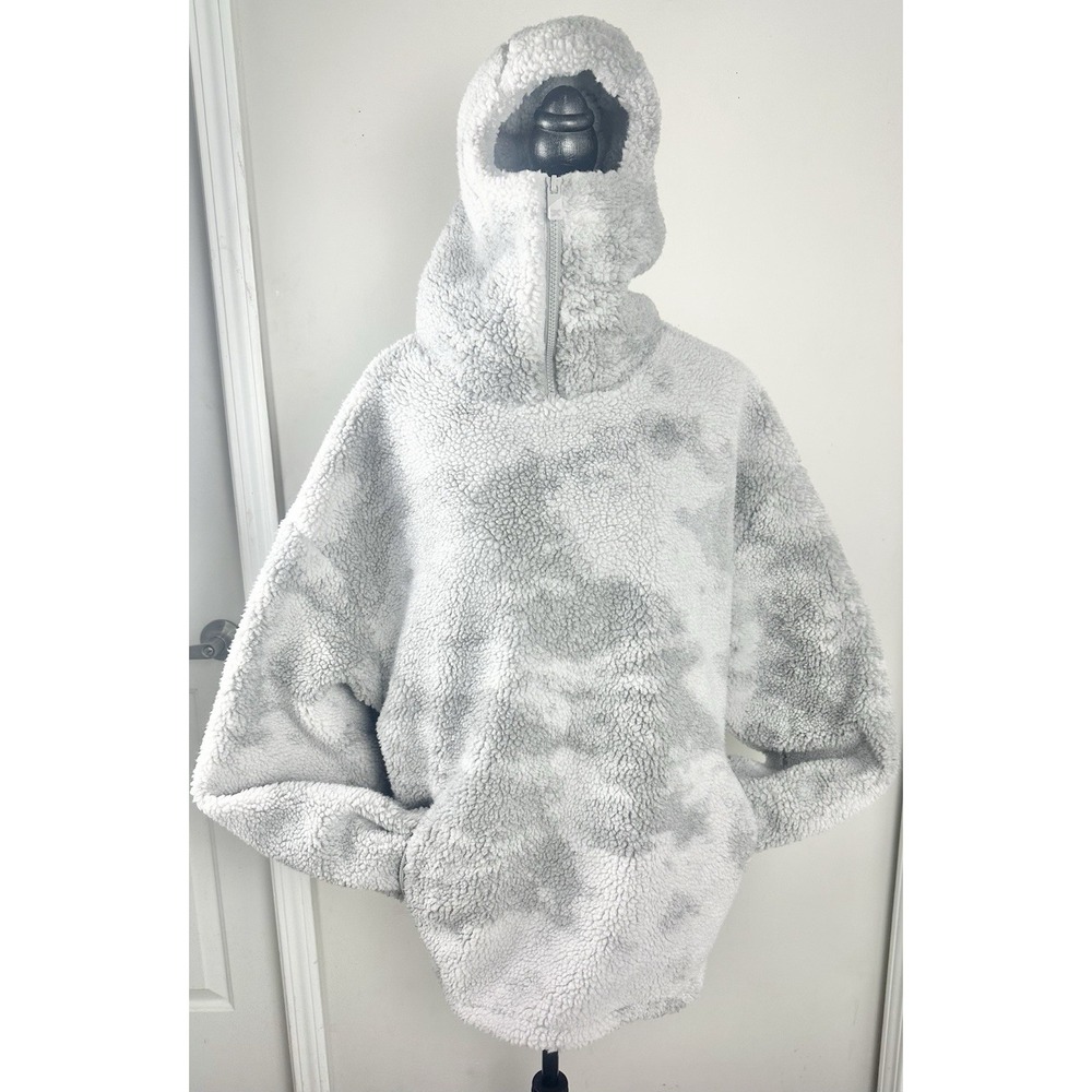 Mertra Ninja Fleece Tie Dye Wolf Gray/Grey Pullover Hooded Jacket Sz L